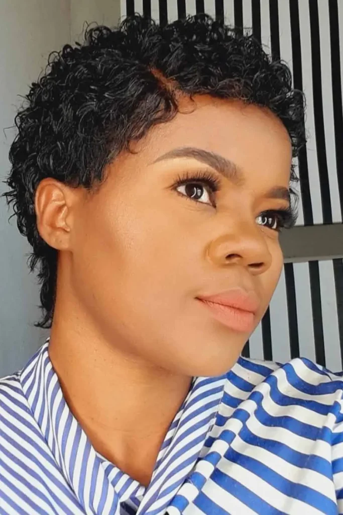 Sleek Wet Look Pixie with Side Part