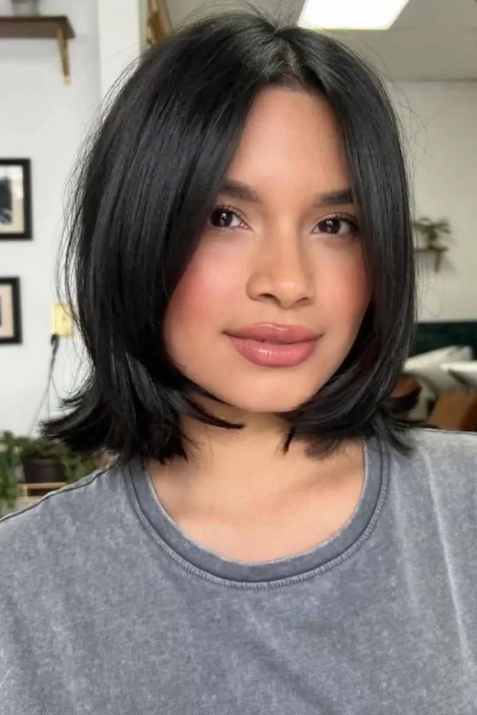 Smooth and Simple Lob Hairstyle