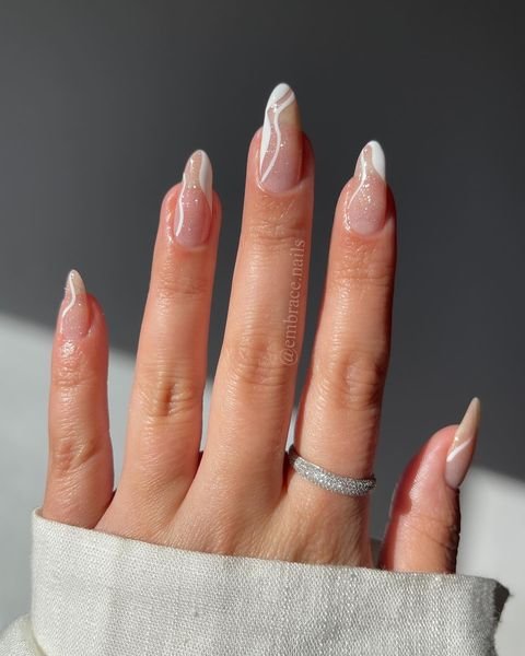 Sparkles Swirls Prom Nails