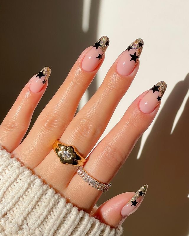 Starry Night Prom Nail Design