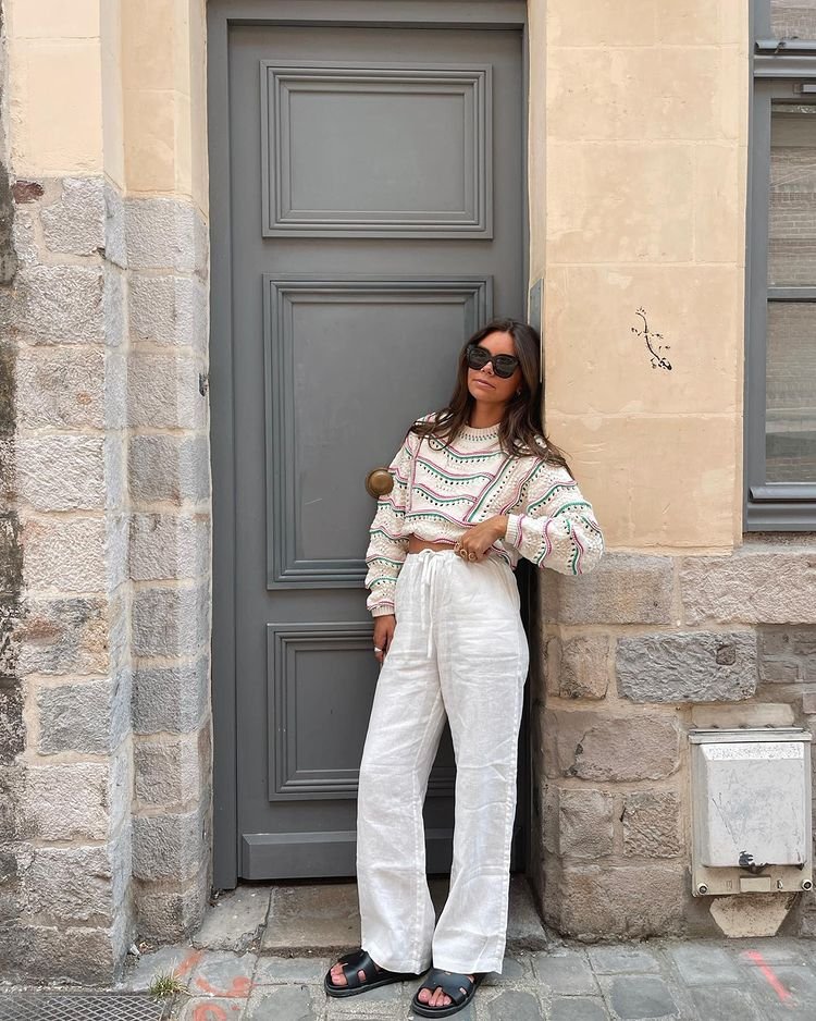 Striped Blouse Linen Pants