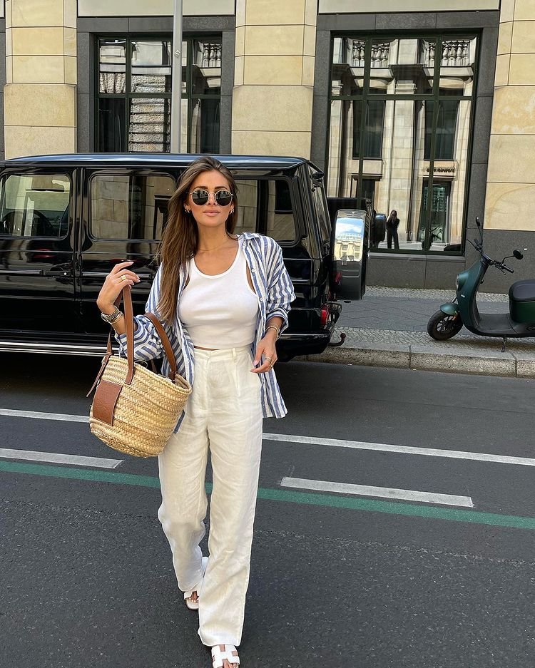 Striped Shirt Linen Pants
