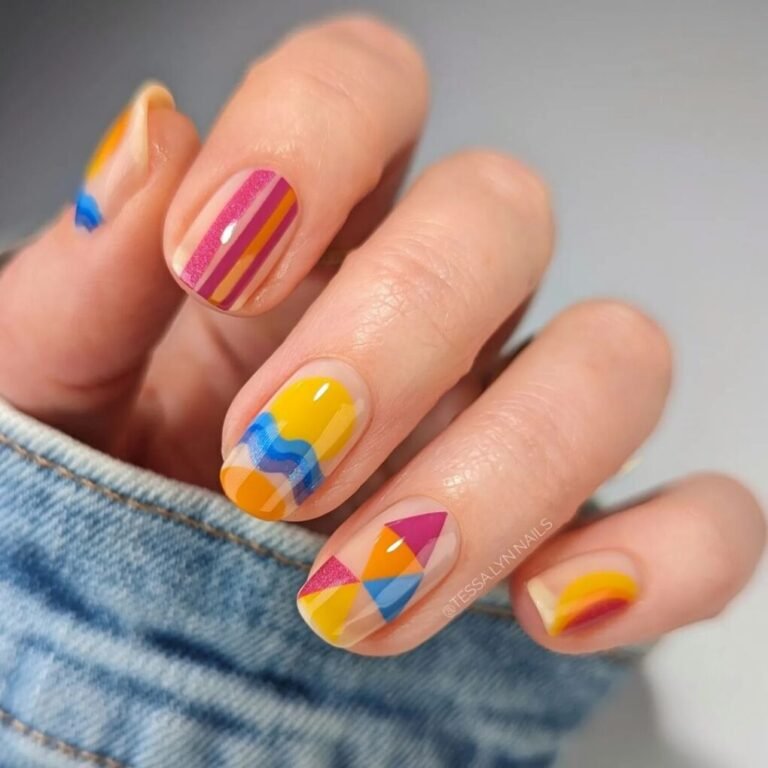 Summer Color Block Nails
