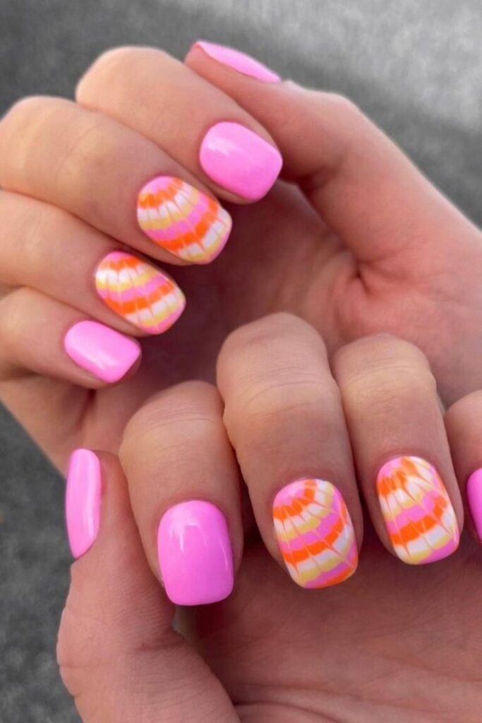 Tie Dye Pink Delight Nails