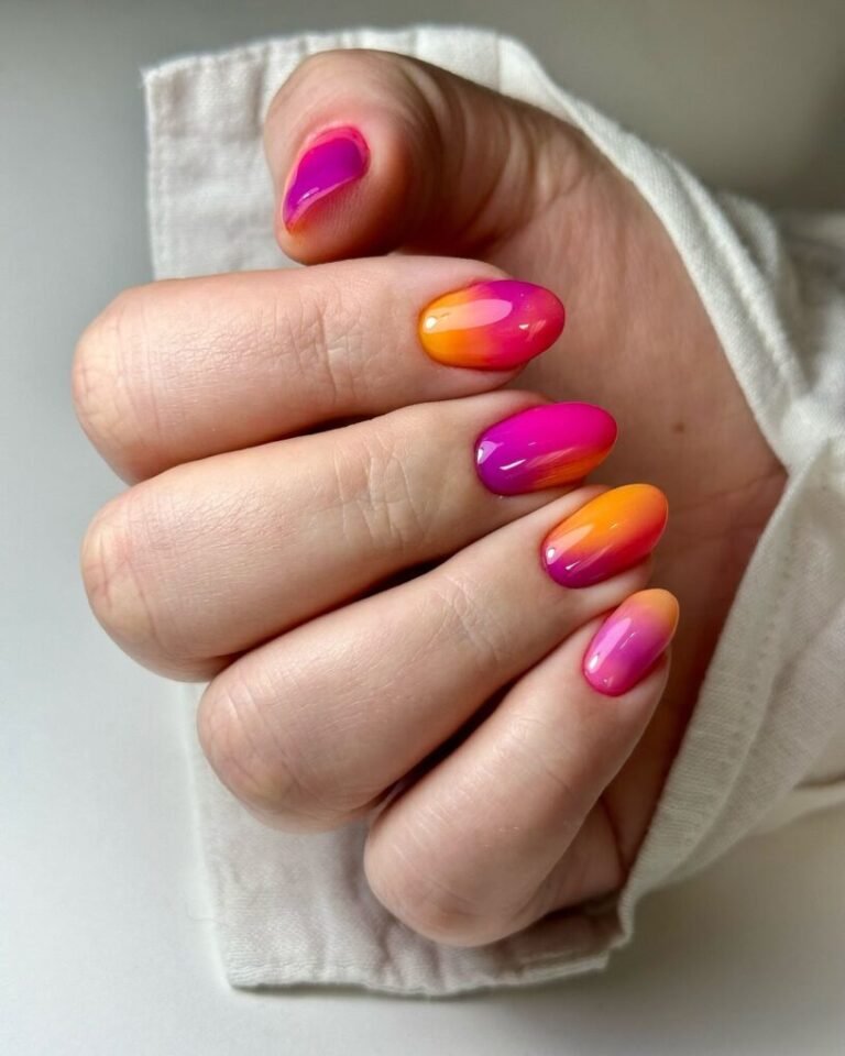 Tropical Sunset Ombre Nails