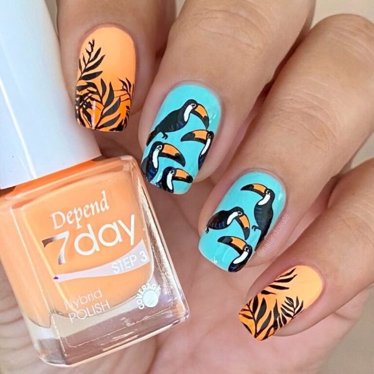 Tropical Toucan Nail Art