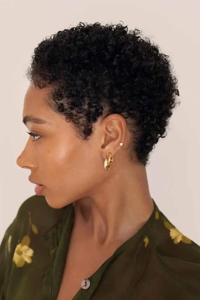Ultra Short Coiled Pixie Cut Hairstyle