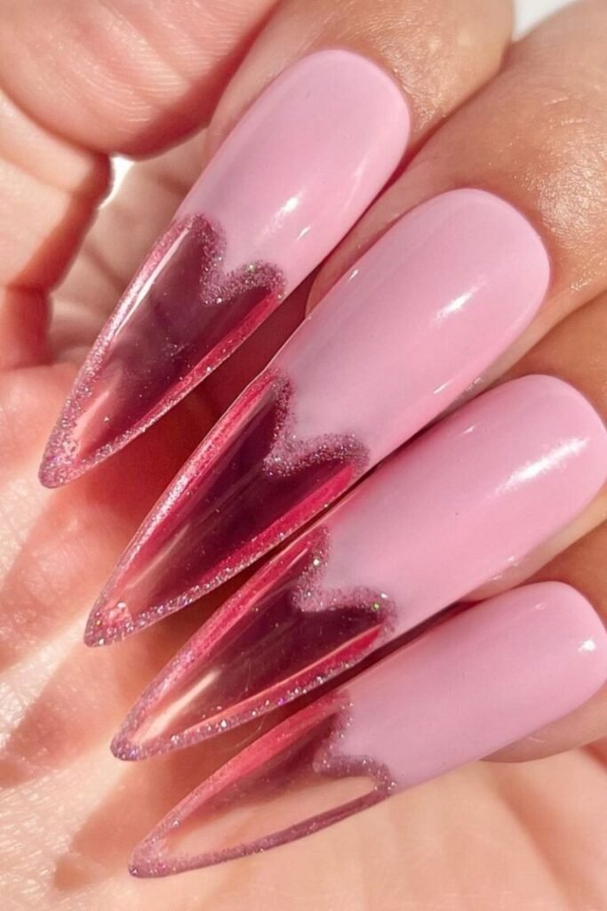 V Shaped Glitter Nail Tips
