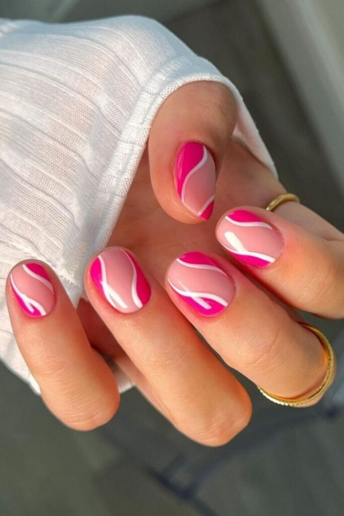 Wavy Pink Abstract Nails