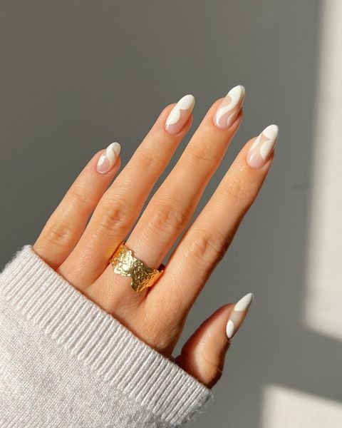 White Abstract Prom Nails