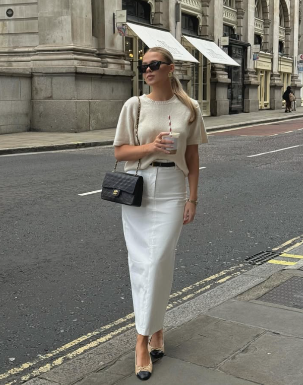 White Denim Skirt and Top