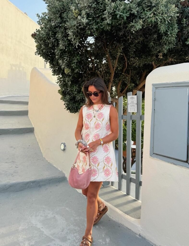 White Mini Dress with Patterns