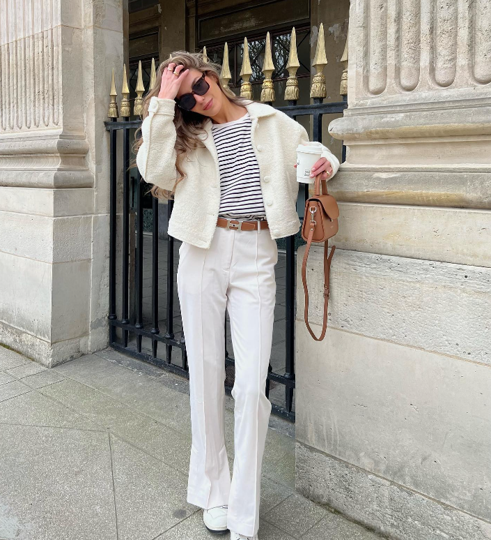 cream knit vest and matching pants