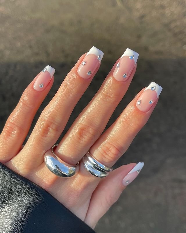 sparkly rhinestones prom nails