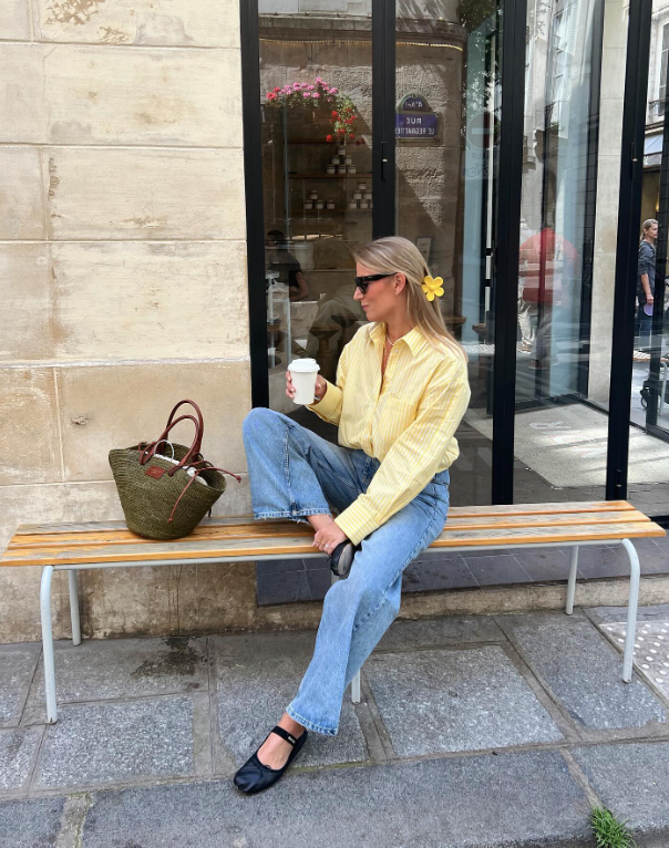 sunny yellow shirt and jeans