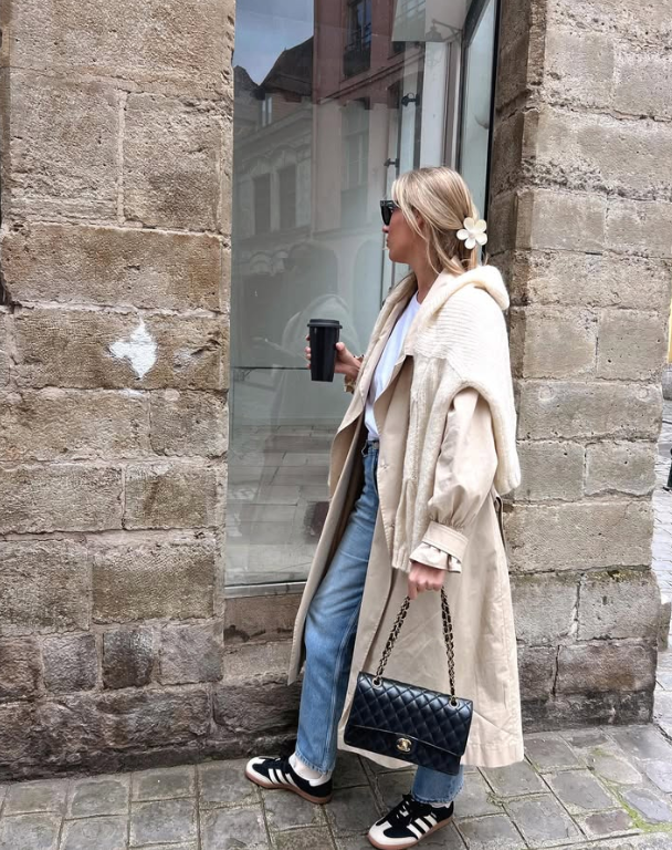 trench coat layering spring outfit
