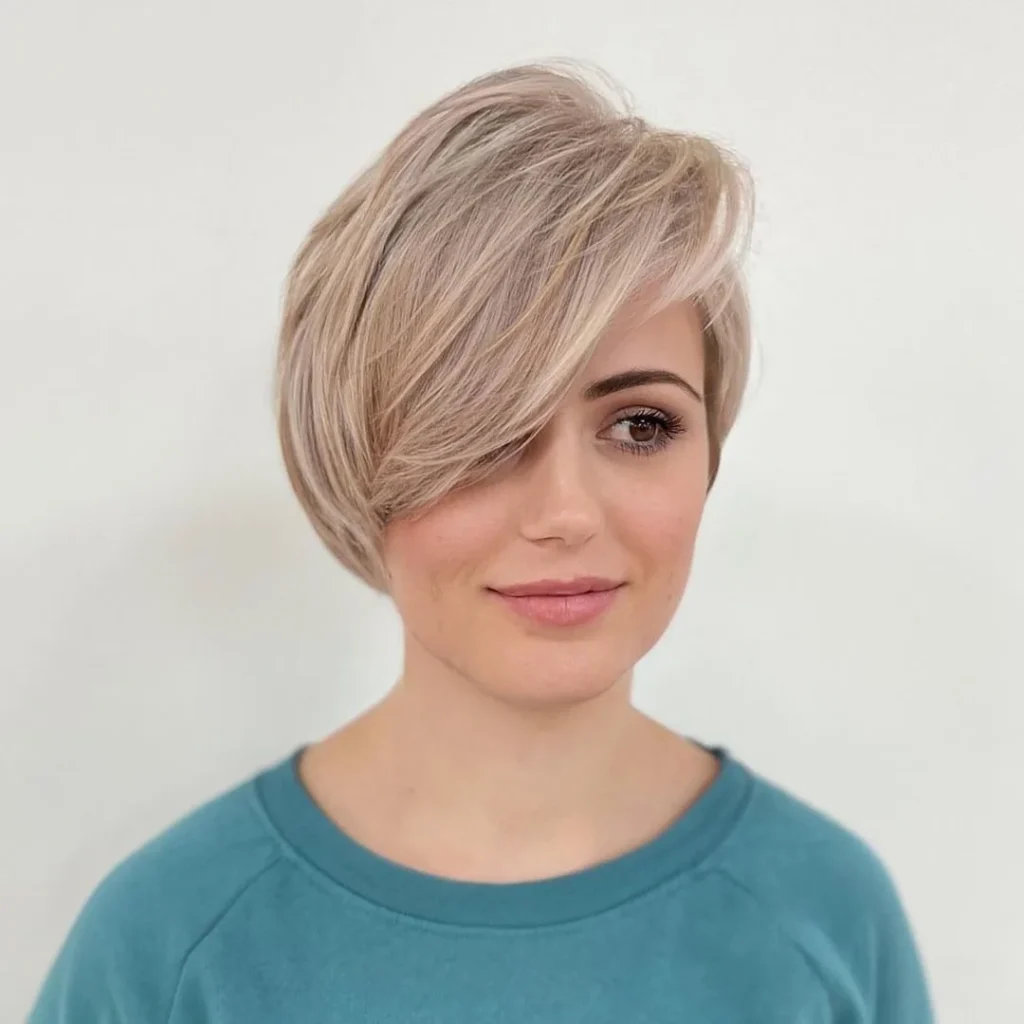 Blonde Pixie with Face Framing Bangs