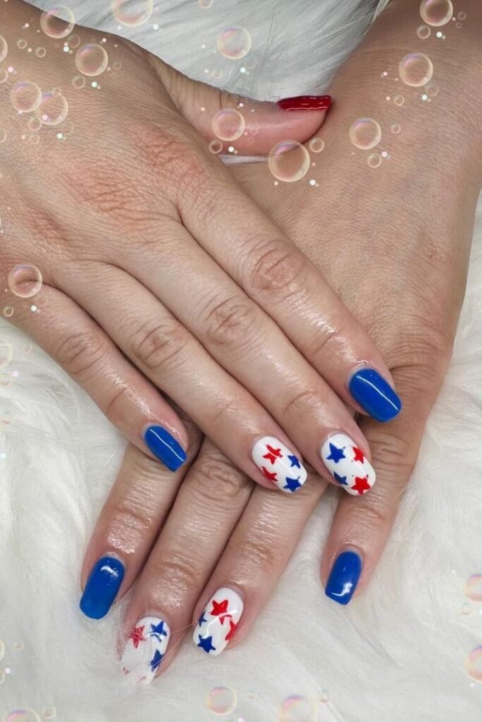 Blue and Red Stars on White Base