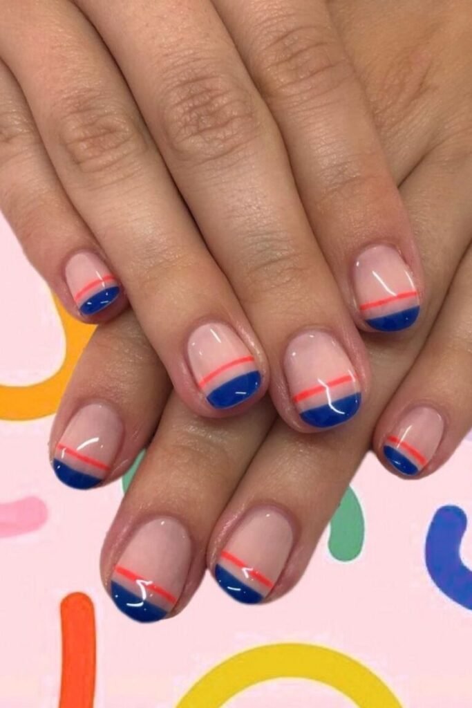 Bold Blue French Nail Tips