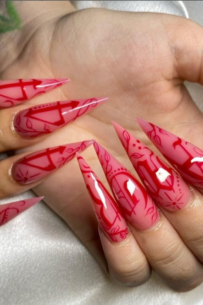 Bold Red Stiletto Nails Tips