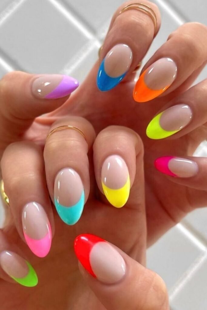 Bright Neon Crescent Nail Tips