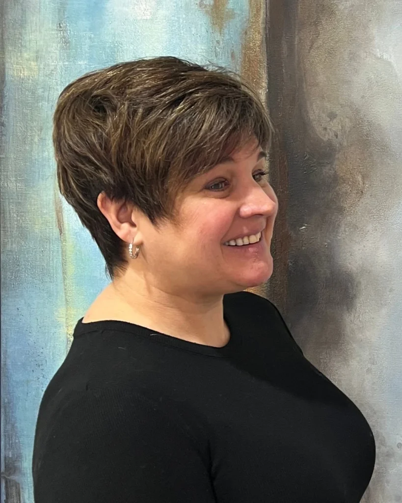 Caramel Blonde Pixie for Chubby Face