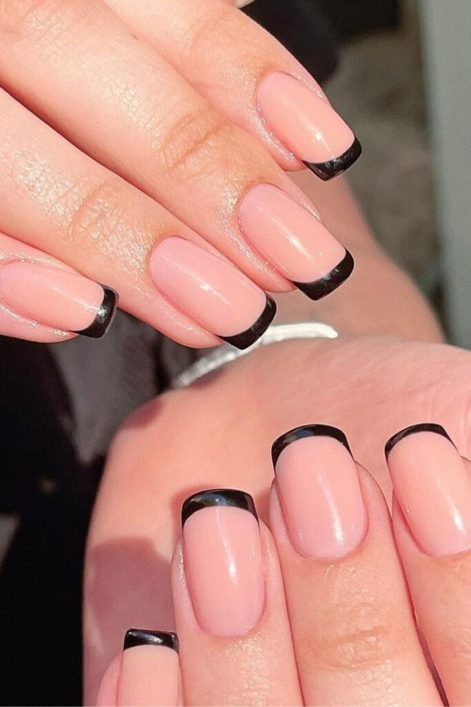 Chic Black French Nail Tips