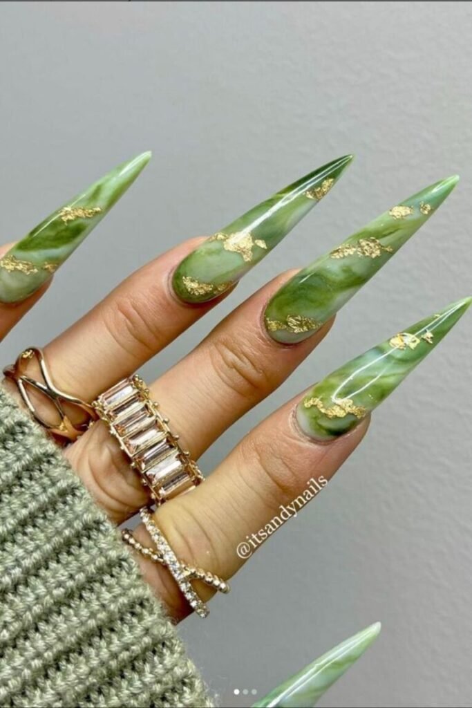 Classic Jade Green Elegant Nails