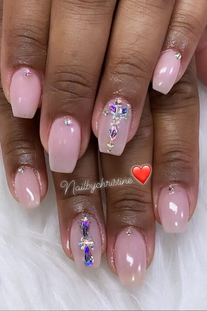 Crystal Embellishment Bubble Bath Nails