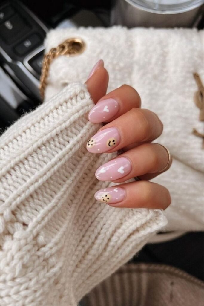 Cute Hearts and Smile Bubble Bath Nails
