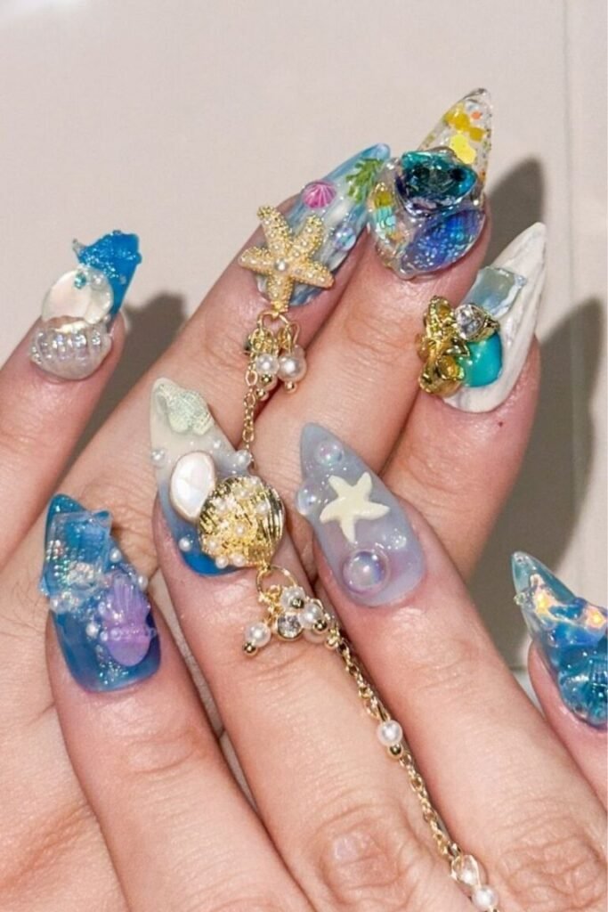 Extravagant Underwater Treasure Nails