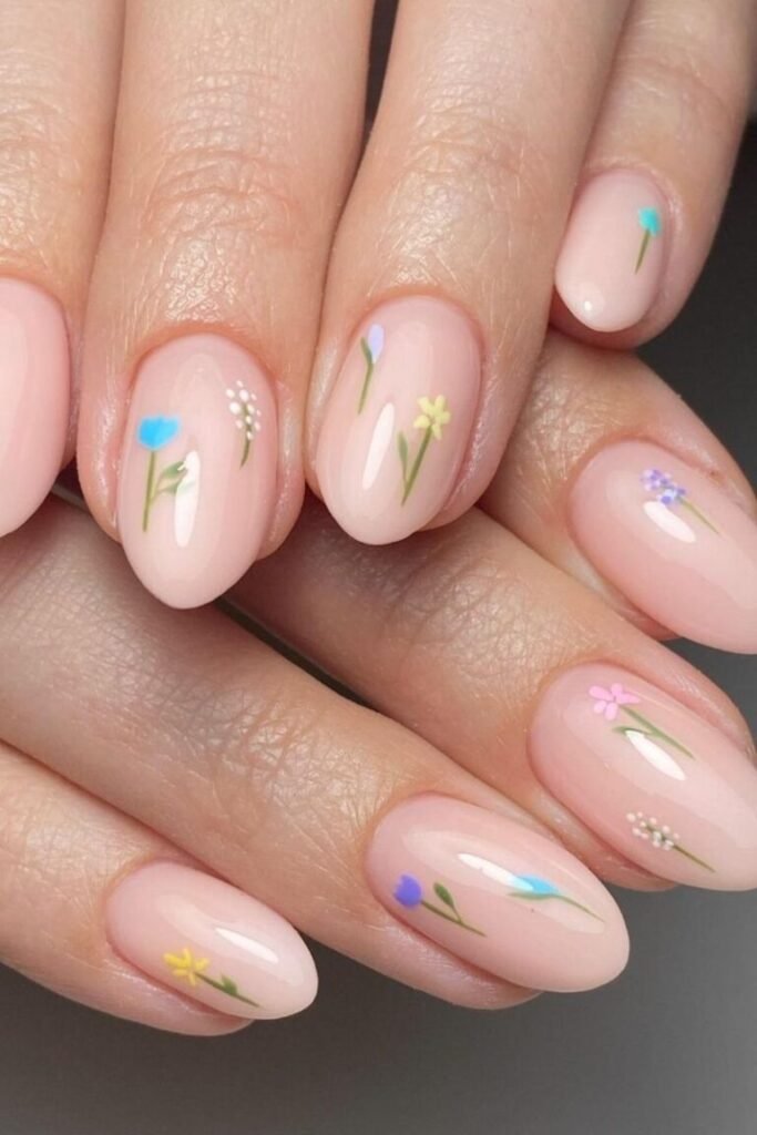 Floral Bubble Bath Nails