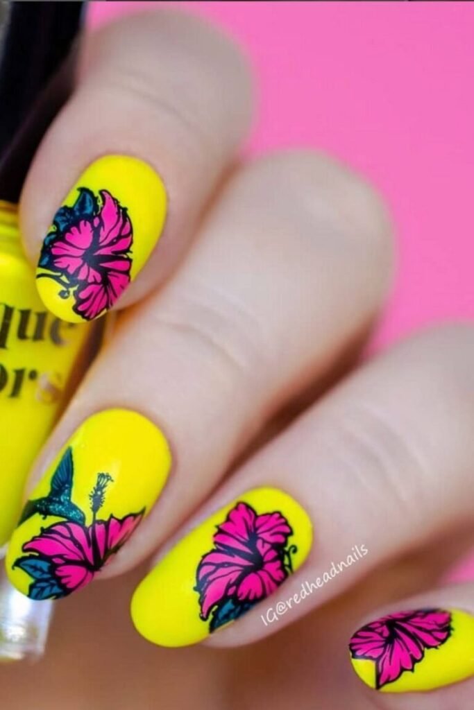 Floral Tropical Vibes and Hummingbird Design
