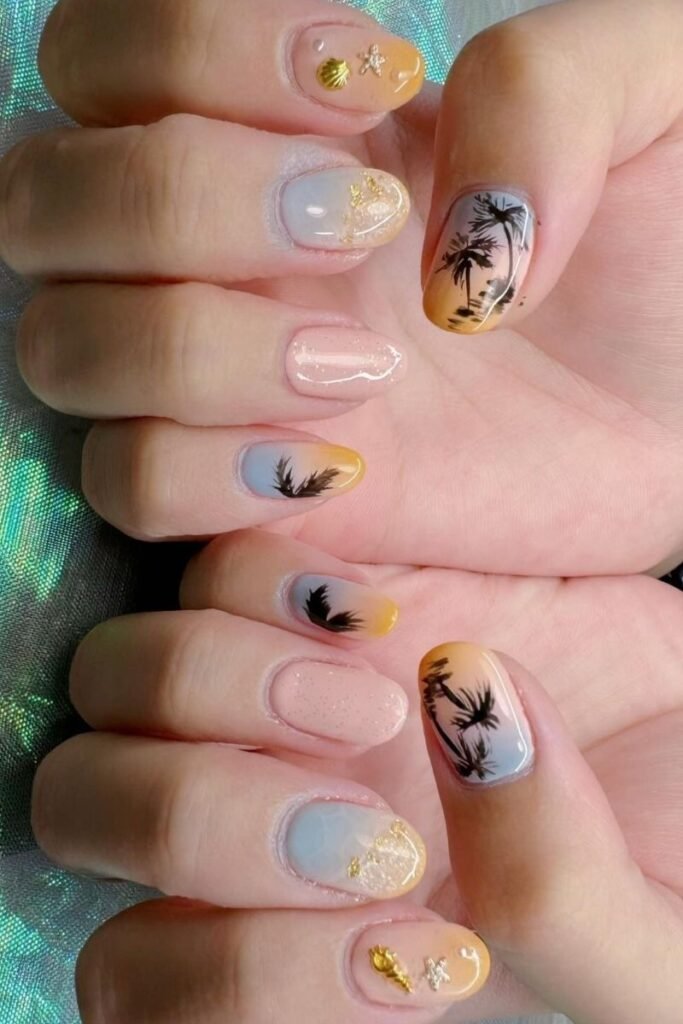 Golden Hour Hawaii Nails