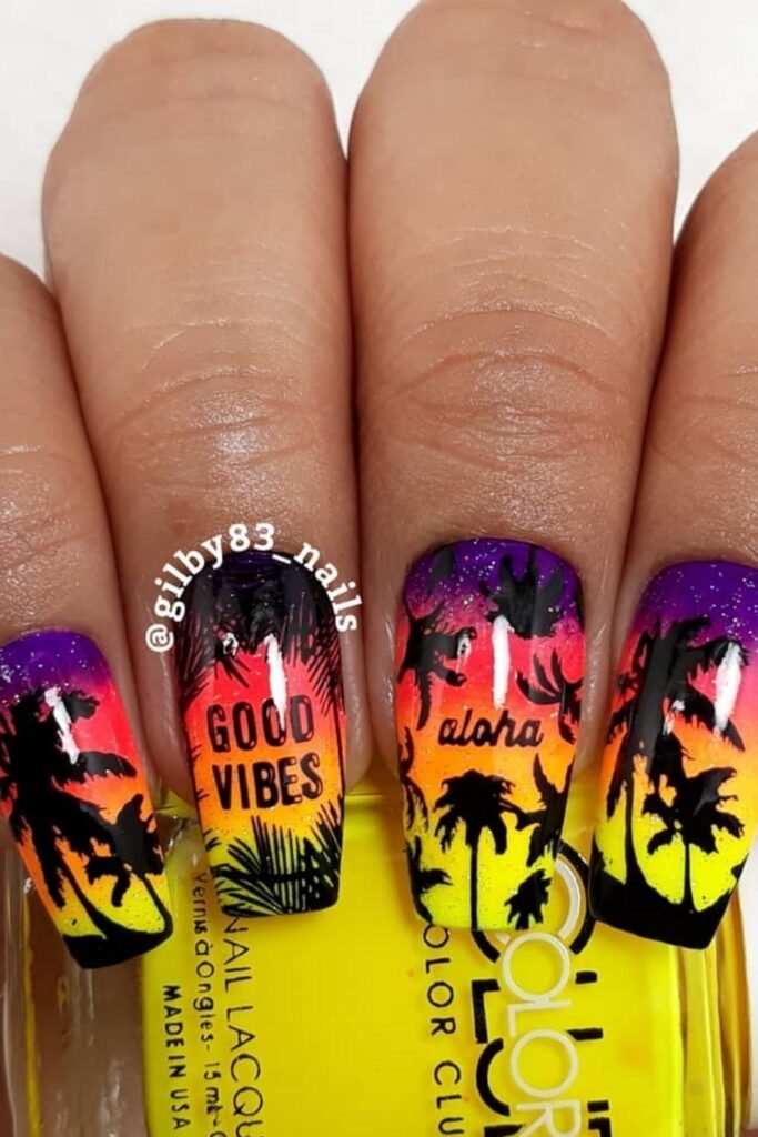 Good Vibes Aloha Ombre Nails