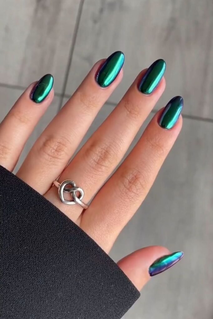 Green Chrome Nails
