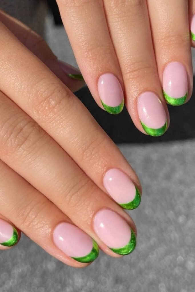 Green French Nail Tips