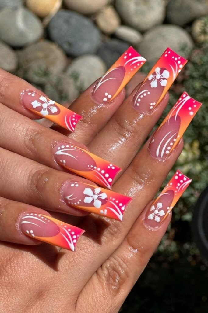 Hawaiian Sunset Nails