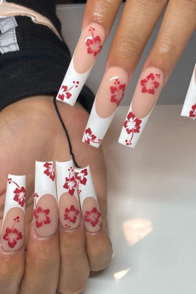 Hibiscus Hawaii Nail Design