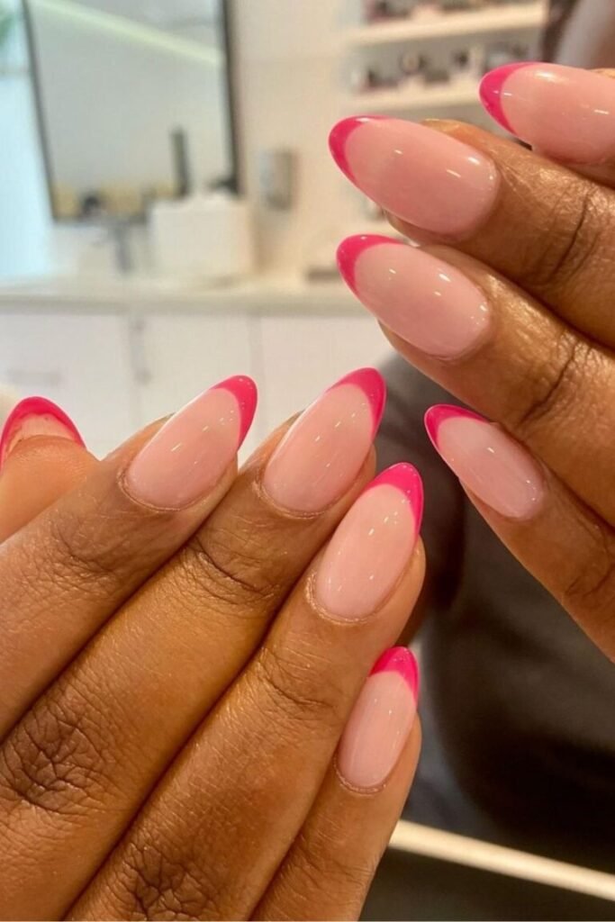 Hot Pink French Bubble Bath Nail Tips
