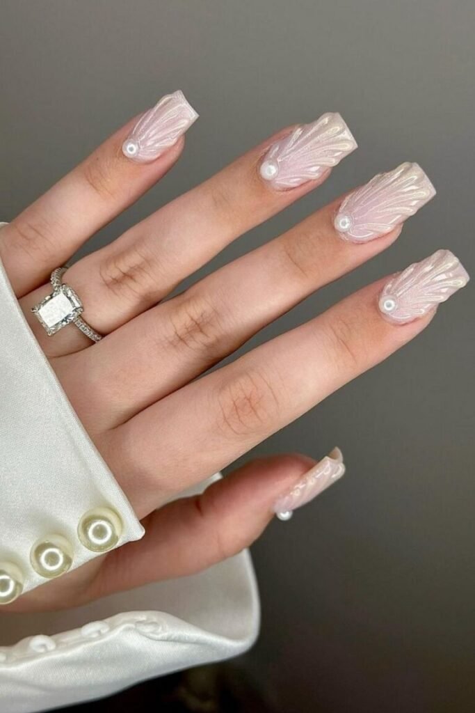 Iridescent Shell Elegant Nails