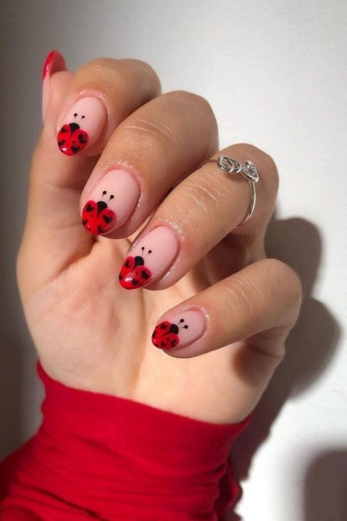 Ladybug Inspired Red Nails