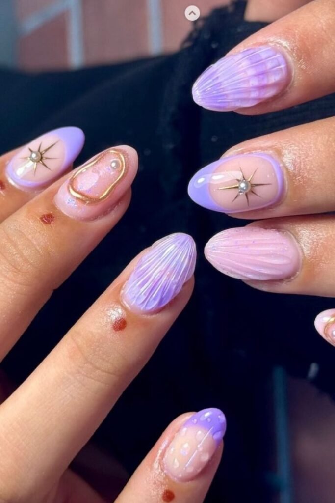 Lavender Seashell Nails