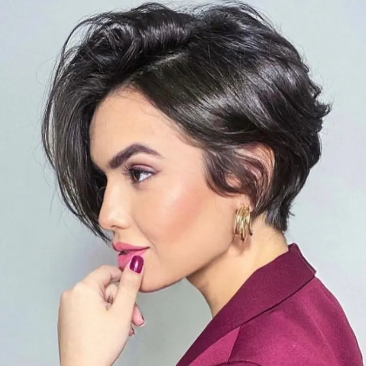 Long Wavy Pixie Cut For Round Face