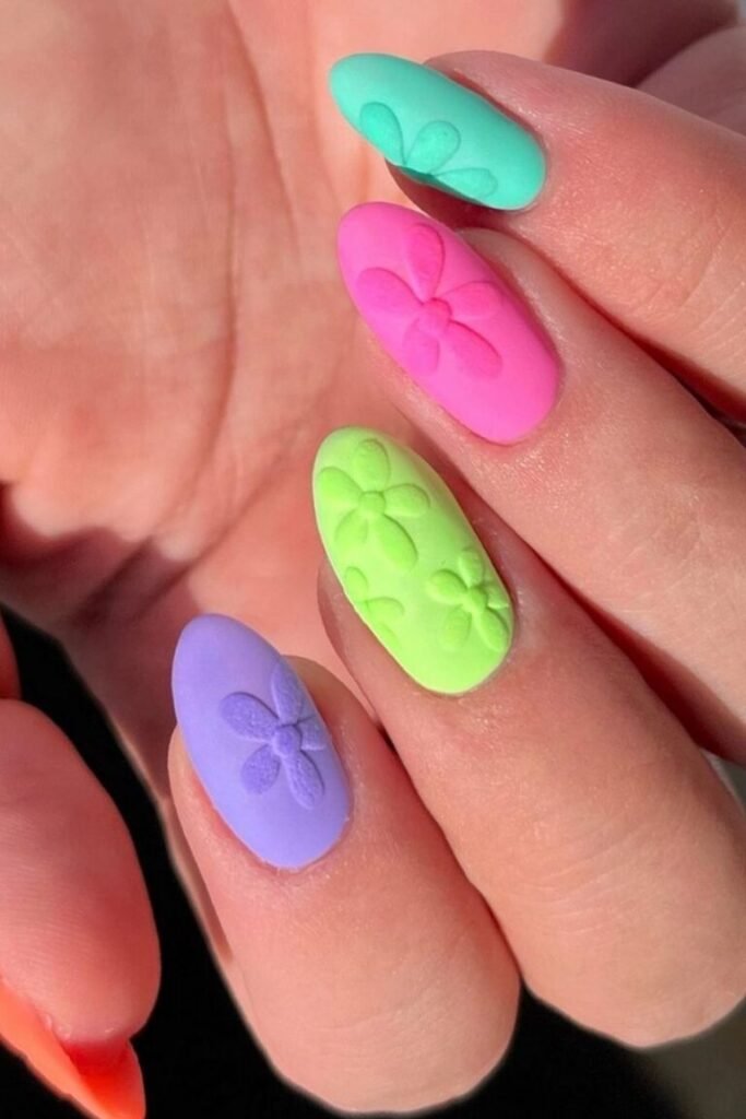 Matte Floral Nails