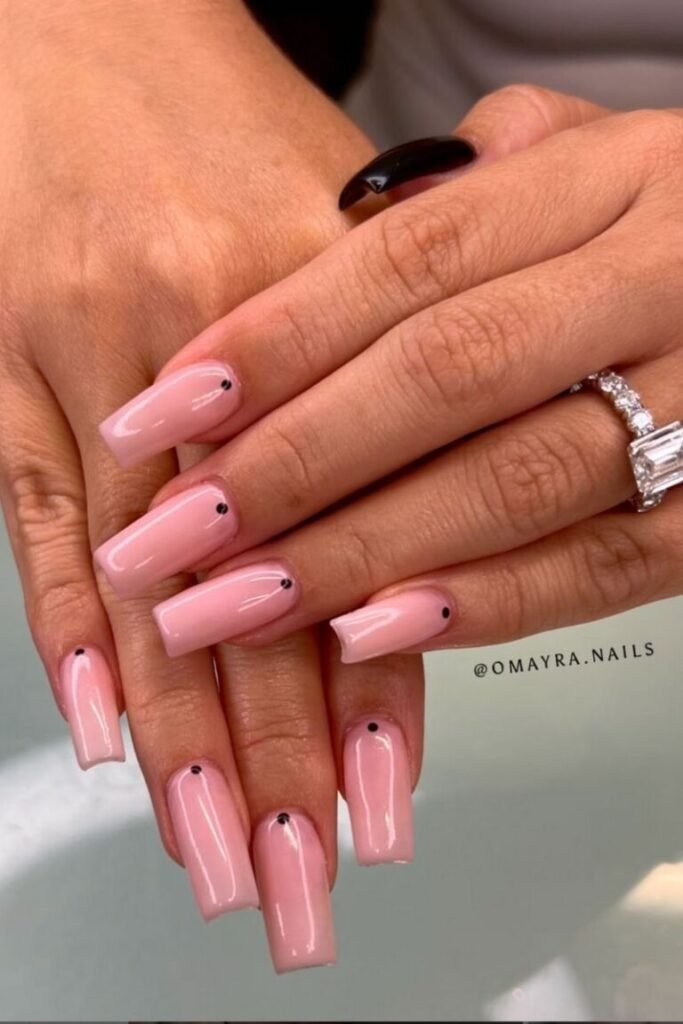 Minimalist Black Dot Bubble Bath Nails