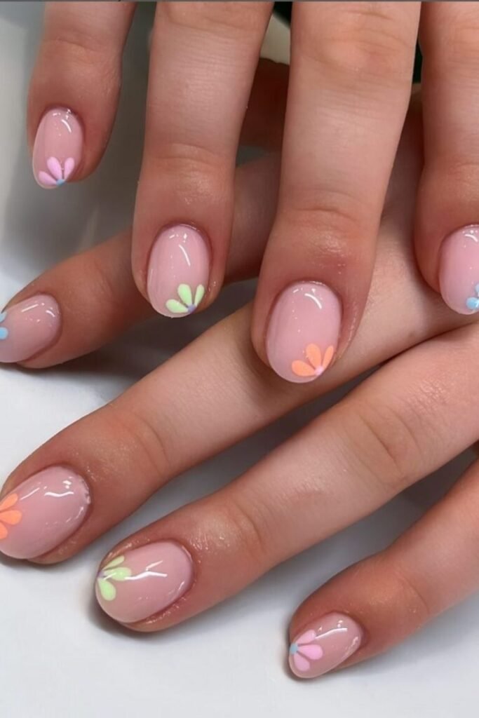 Minimalist Floral Touch Bubble Bath Nails