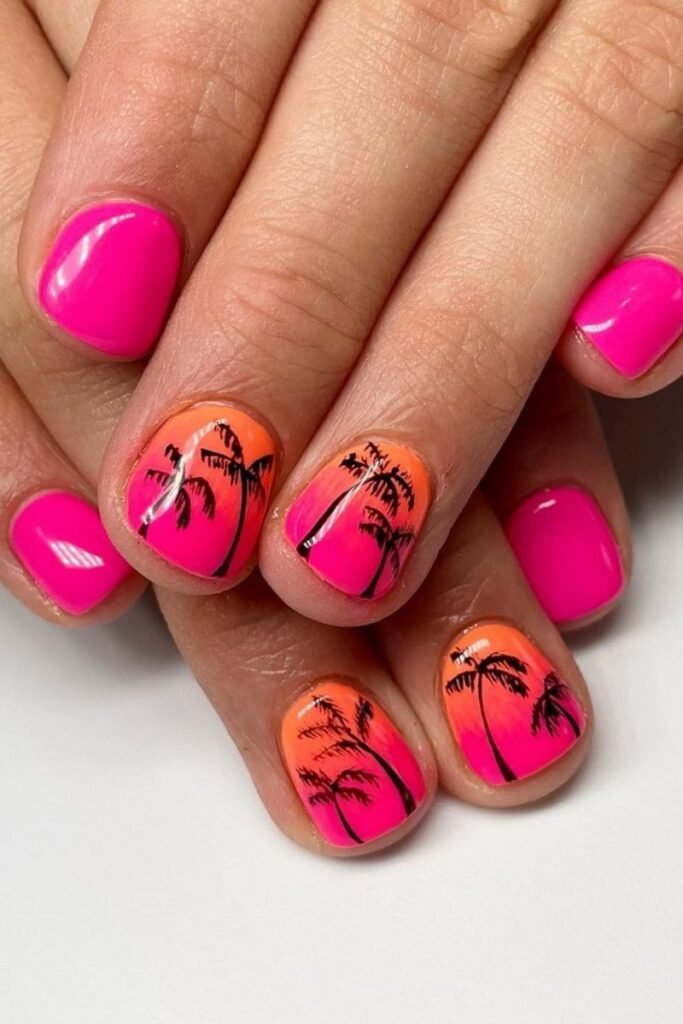 Palm Tree Hawaii Nails