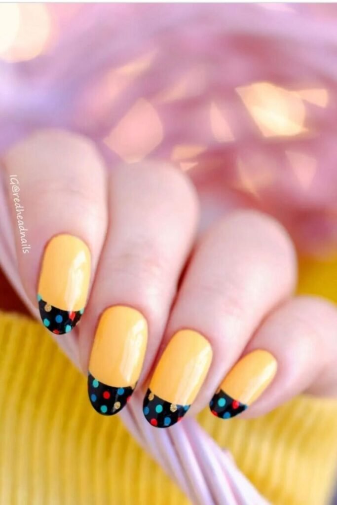 Polka Dot French Yellow Nail Tips