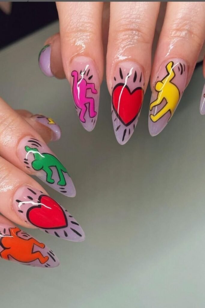 Pop Art Heart Nails